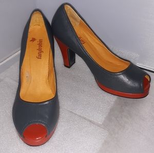 Faryl Robin Heels Pumps Peep Toe Womens 7 Grey